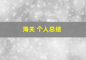 海关 个人总结